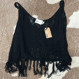 UNIQ Cropped Mesh Black Tank Size M/L